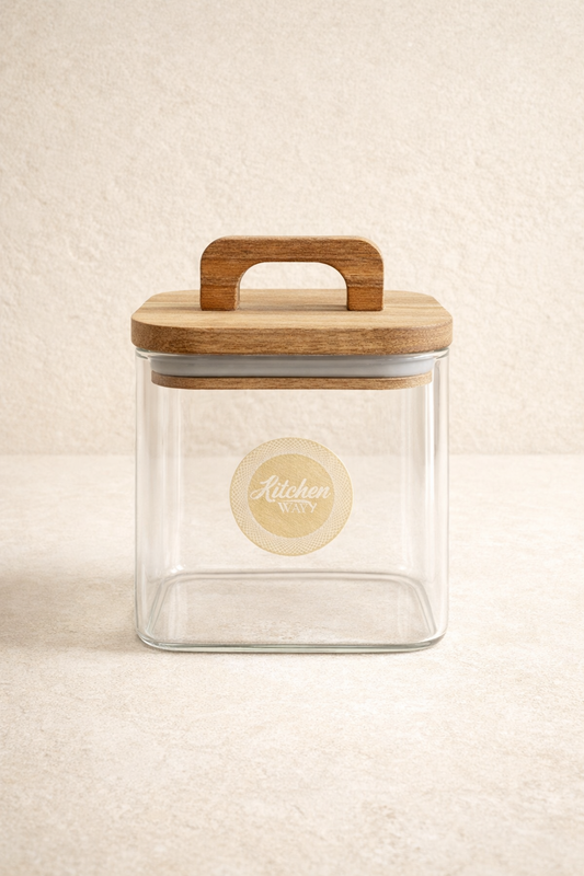 Akasya Conta Kapaklı Borosilikat 750ml Kare Kavanoz KW-776