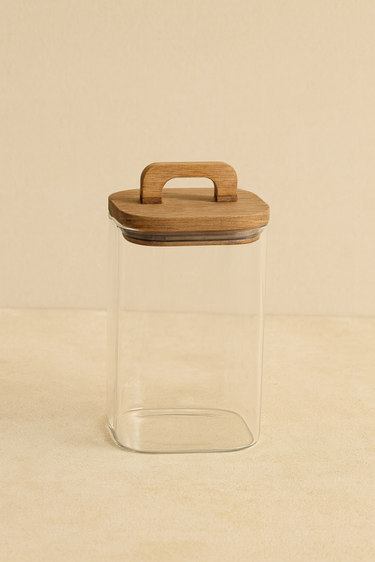 Akasya Conta Kapaklı Borosilikat 1100ml Kare Kavanoz KW-777