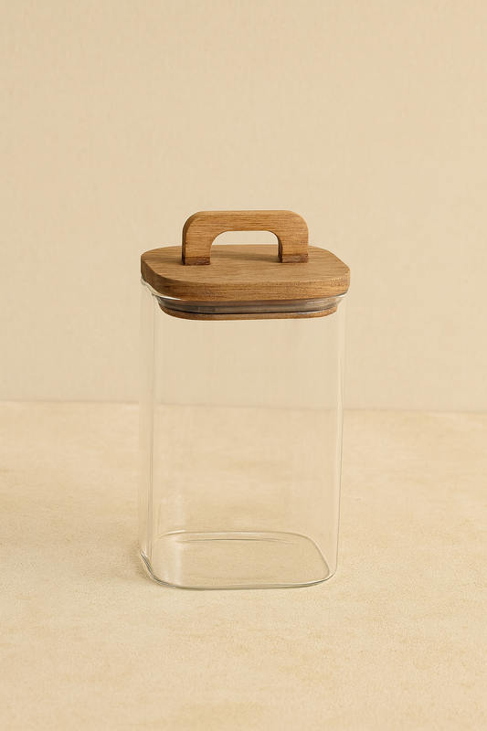 Akasya Conta Kapaklı 3'lü Borosilikat 1100ml Kare Kavanoz Seti KW-777