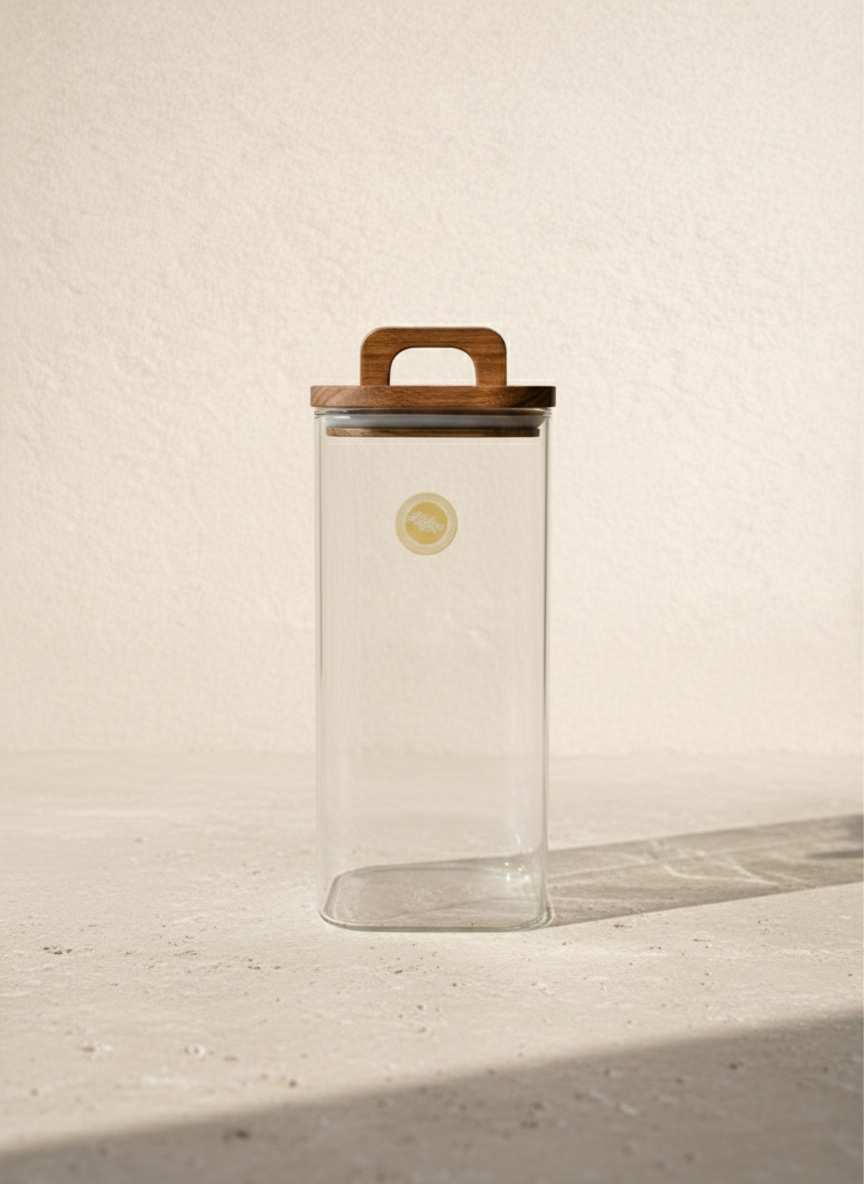 Akasya Conta Kapaklı Borosilikat 1750ml Kare Kavanoz KW-778