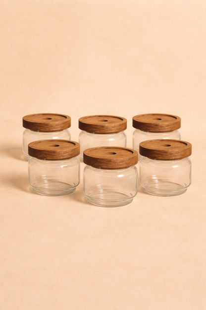 Akasya Conta Kapaklı 6'lı Borosilikat 300ml Kavanoz Seti KW-782