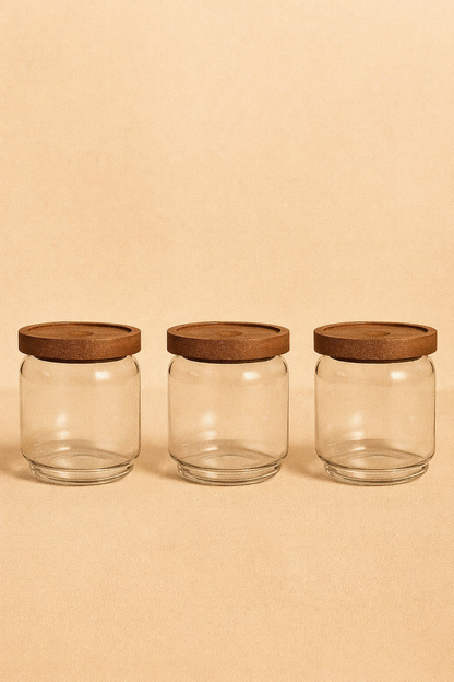 Akasya Conta Kapaklı 3'lü Borosilikat 500ml Kavanoz Seti KW-783