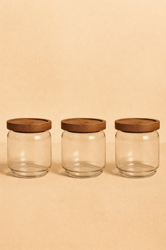 Akasya Conta Kapaklı 3'lü Borosilikat 500ml Kavanoz Seti KW-783