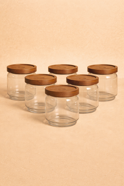 Akasya Conta Kapaklı 6'lı Borosilikat 500ml Kavanoz Seti KW-783