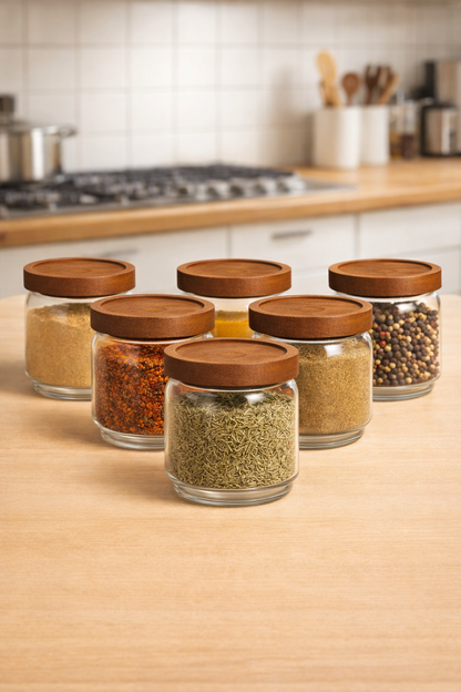 Akasya Conta Kapaklı 6'lı Borosilikat 500ml Kavanoz Seti KW-783