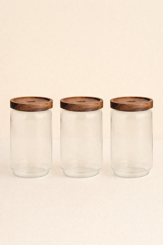 Akasya Conta Kapaklı 3'lü Borosilikat 800ml Kavanoz Seti KW-784