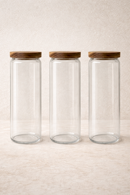 Akasya Conta Kapaklı 3'lü Borosilikat 1500ml Kavanoz Seti KW-786