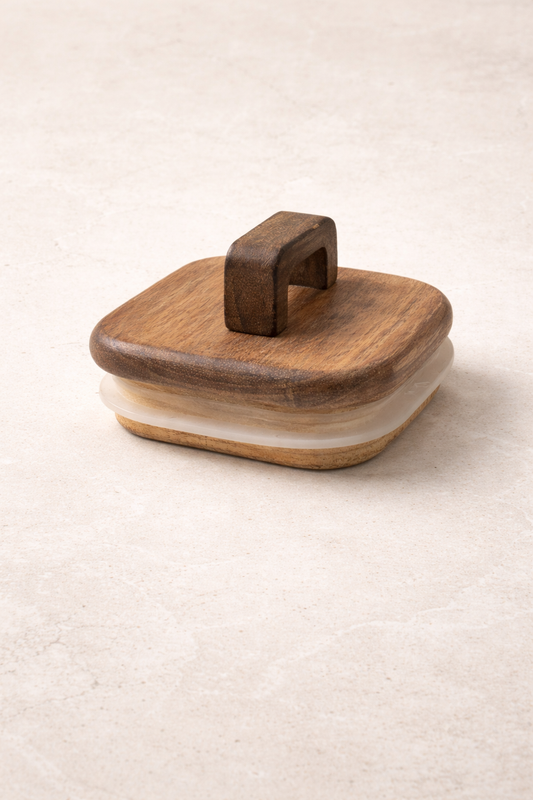 Akasya Conta Kapaklı Kaşıklı Borosilikat 300ml Kare Kavanoz KW-792