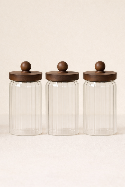 Akasya Conta Kapaklı 3'lü Borosilikat 800ml Kavanoz Set KW-762