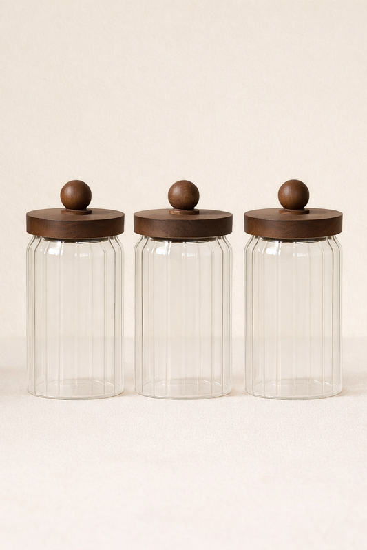 Akasya Conta Kapaklı 3'lü Borosilikat 650ml Kavanoz Seti KW-761