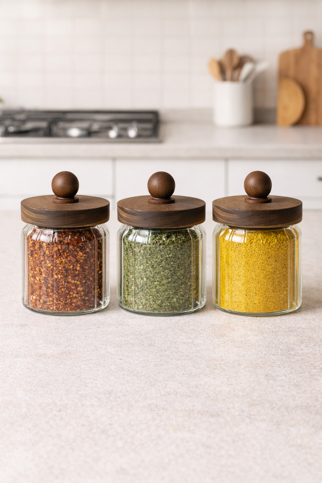 Akasya Conta Kapaklı 3'lü Borosilikat 800ml Kavanoz Set KW-762