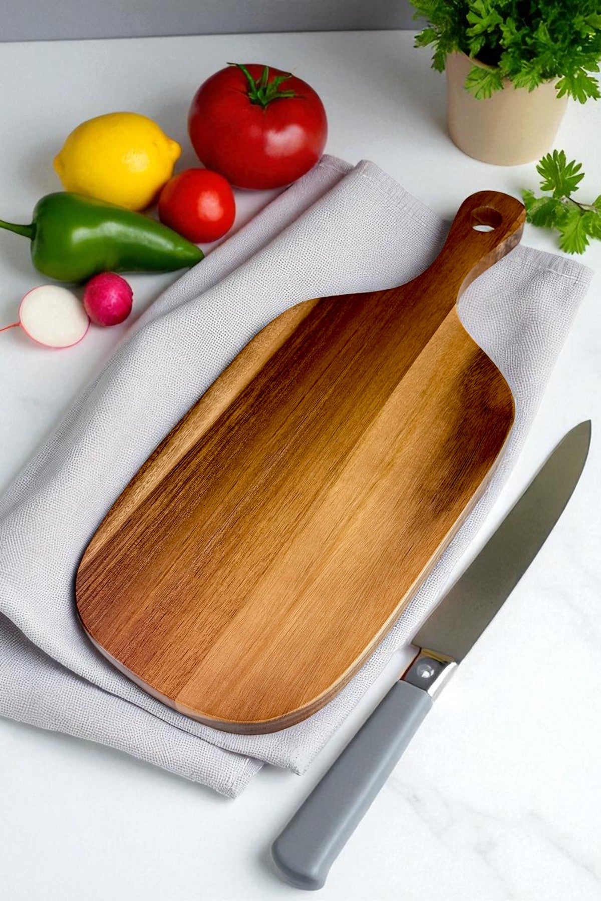 Akasya Kesme Tahtası Saplı Kesme Panosu 25x15CM KW-947