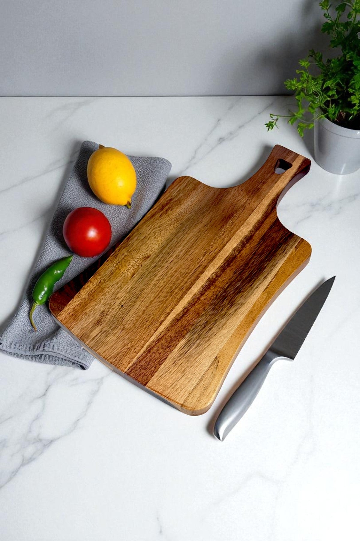 Akasya Kesme Tahtası Saplı Kesme Panosu 21x16CM KW-948
