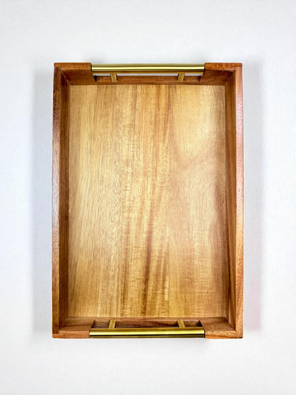 Akasya Tutma Saplı Tepsi Sunumluk 36x25CM KW-957
