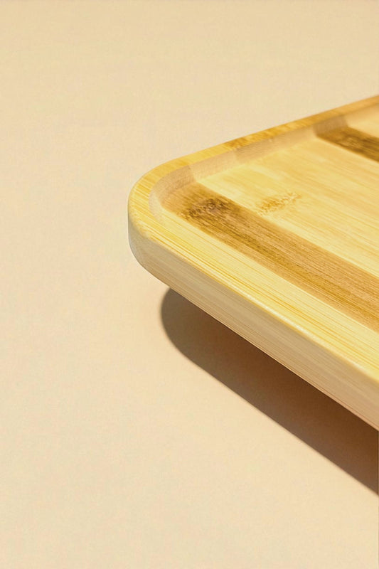 Ayaklı Bambu Sunumluk Kare Tepsi KW-923