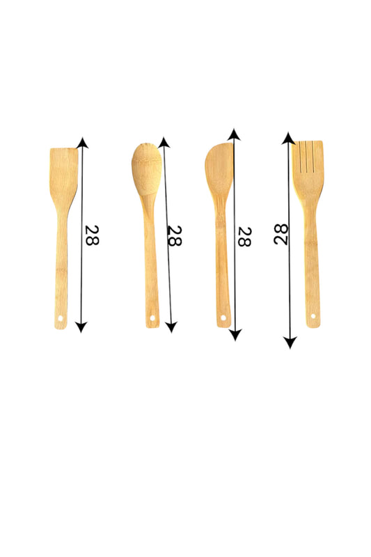 4Lü Orjinal Bambu Servis Kaşık Seti KW-184