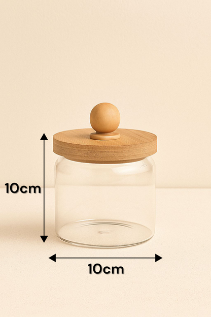 Bambu Conta Kapaklı 6'lı Borosilikat 450ml Kavanoz Set KW-747