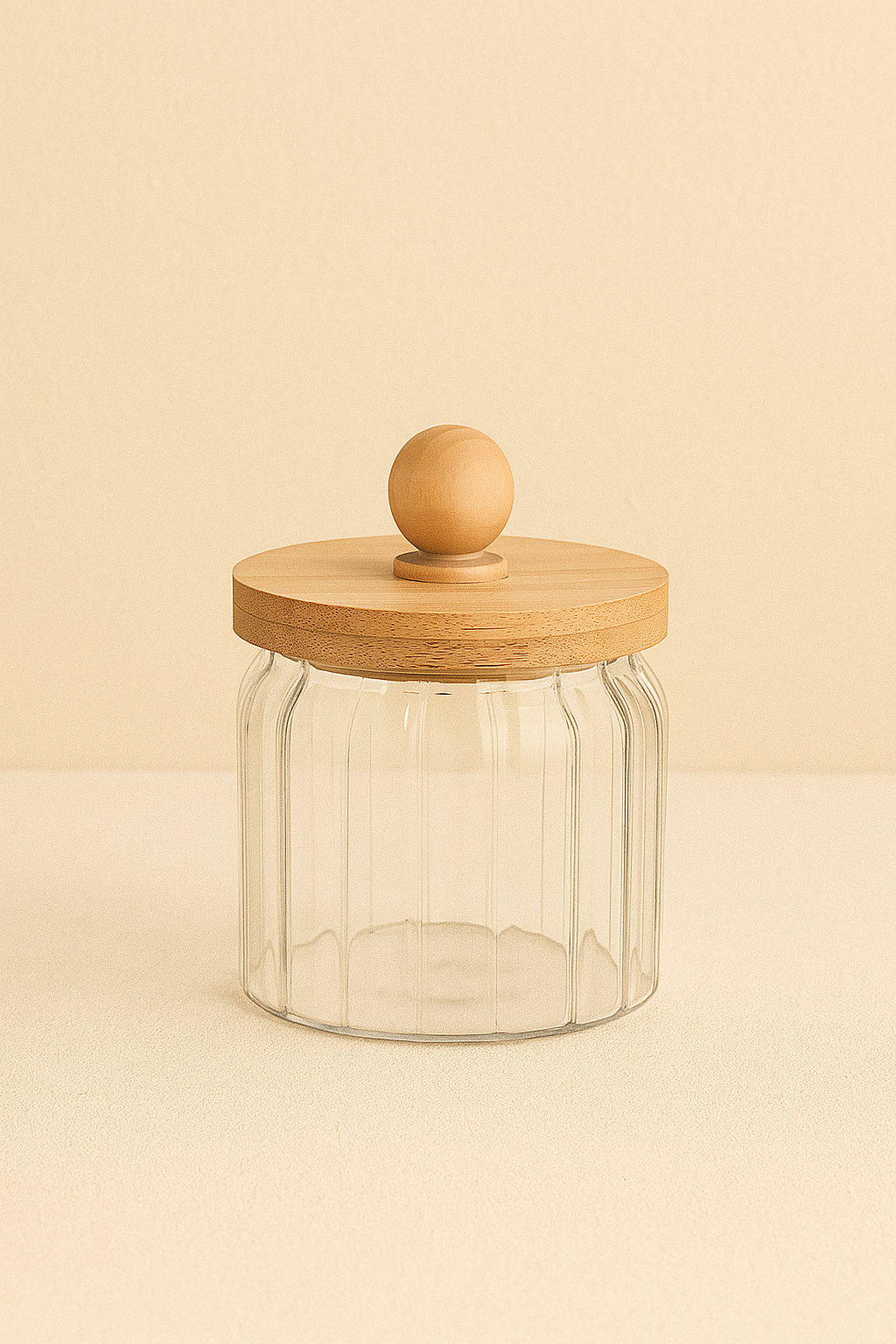 Bambu Conta Kapaklı Çizgili 3'lü Borosilikat 400ml Kavanoz Seti KW-765