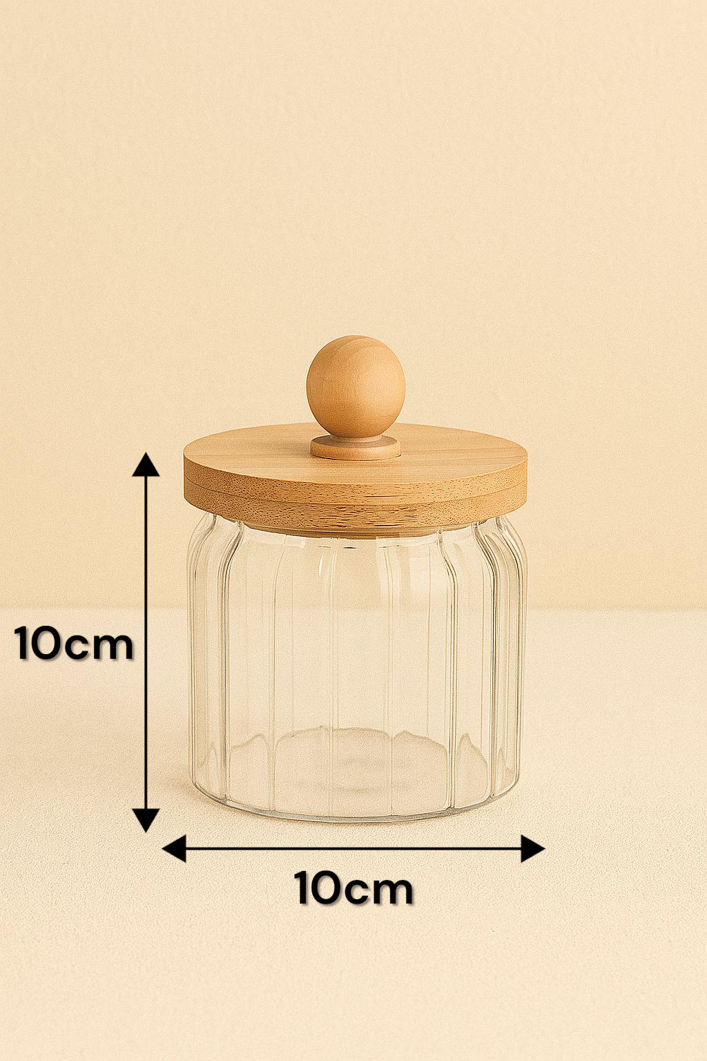 Bambu Conta Kapaklı Çizgili 3'lü Borosilikat 400ml Kavanoz Seti KW-765