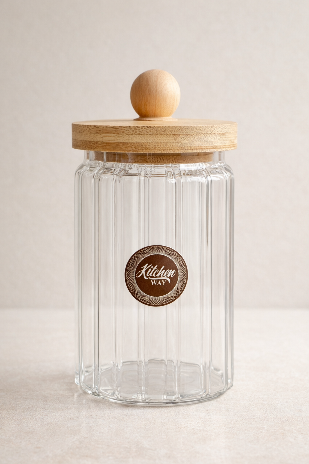 Bambu Conta Kapaklı Çizgili Borosilikat 750ml Kavanoz KW-767