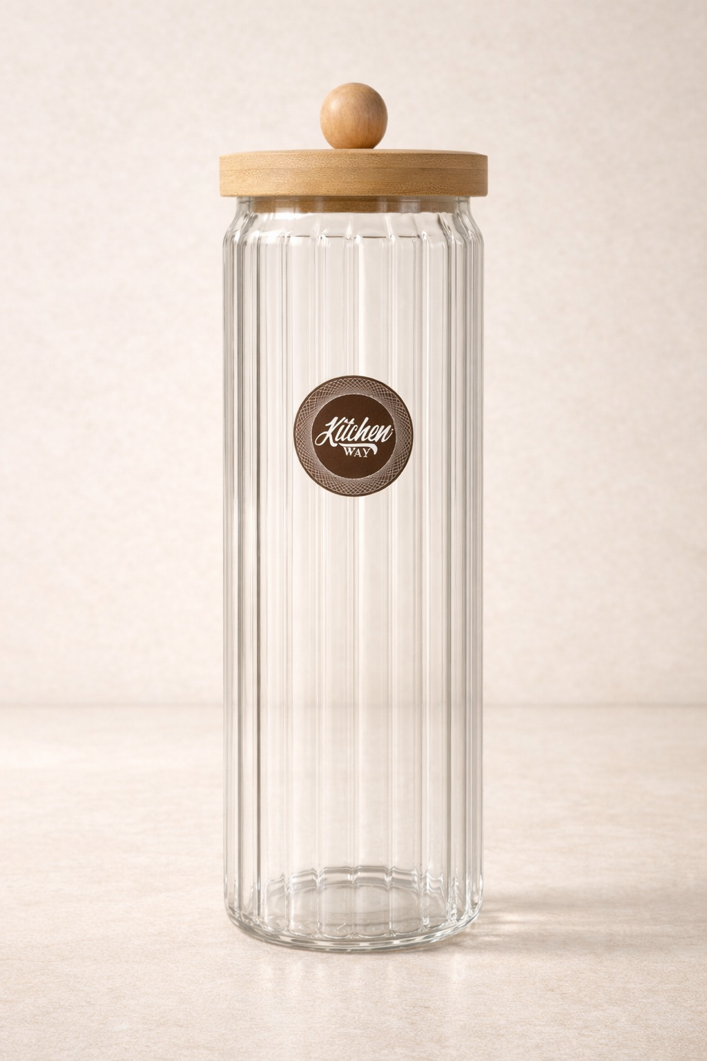 Bambu Conta Kapaklı Çizgili 3'lü Borosilikat 1500ml Kavanoz Seti KW-769