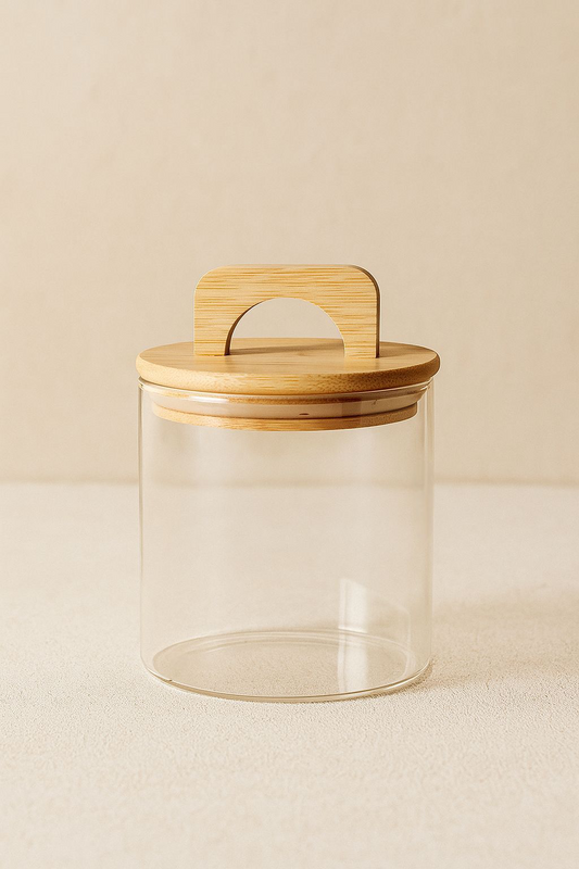 Bambu Conta Kapaklı 3'lü Borosilikat 650ml Kavanoz Seti KW-773