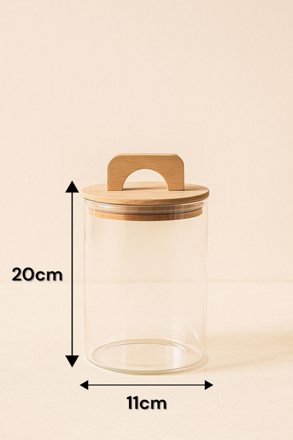 Bambu Conta Kapaklı 3'lü Borosilikat 1000ml Kavanoz Seti KW-774