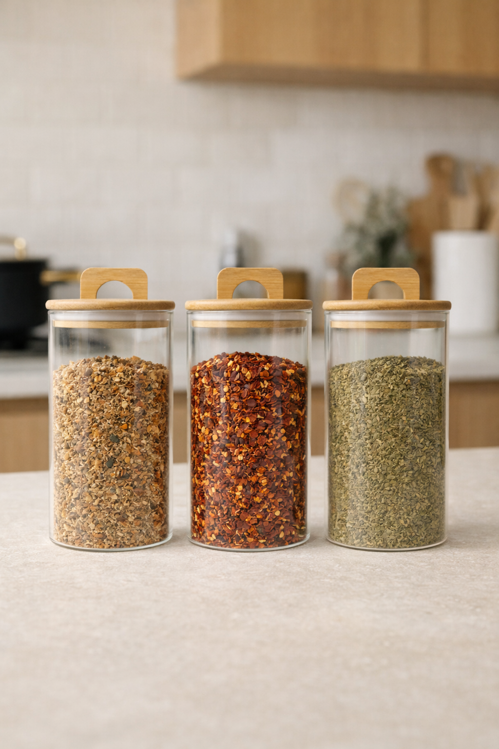 Bambu Conta Kapaklı Borosilikat 1500ml Kavanoz KW-775