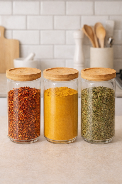 Bambu Conta Kapaklı 3'lü Borosilikat 750ml Kavanoz Seti KW-789