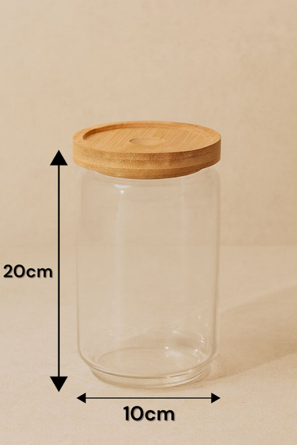 Bambu Conta Kapaklı 3'lü Borosilikat 750ml Kavanoz Seti KW-789