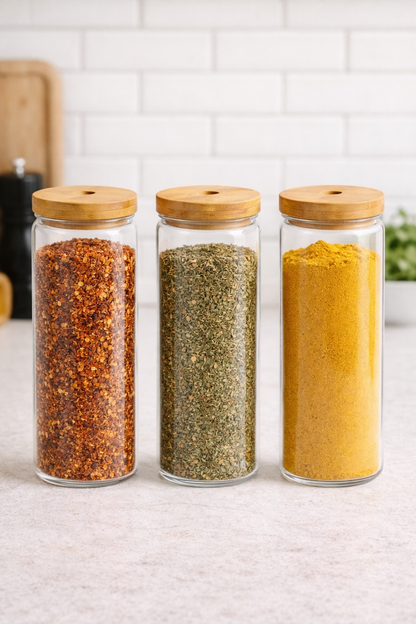 Bambu Conta Kapaklı 3'lü Borosilikat 1500ml Kavanoz Seti KW-791