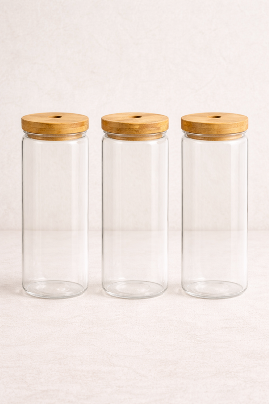 Bambu Conta Kapaklı 3'lü Borosilikat 1500ml Kavanoz Seti KW-791