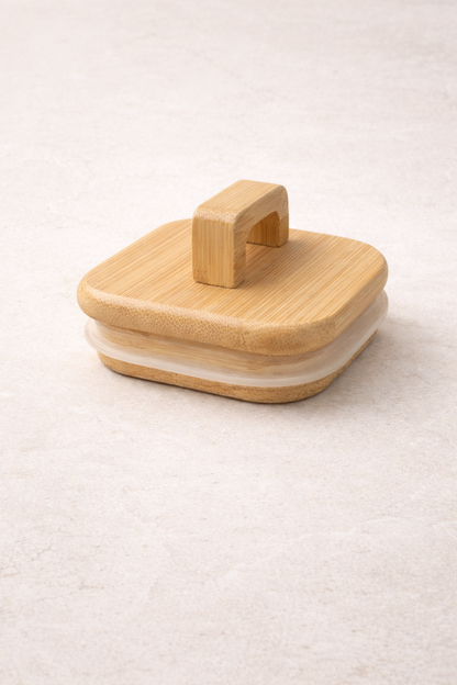 Akasya Conta Kapaklı Kaşıklı 3'lü Borosilikat 300ml Kare Kavanoz Seti KW-795