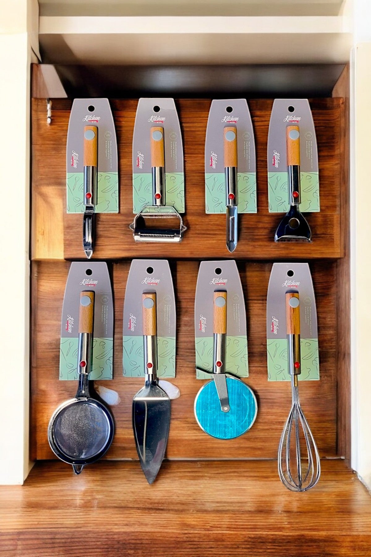 Kitchen Way Bambu Saplı 8 Parça Mutfak Gereçleri Seti Metal Uçlu KW-550-560 Series