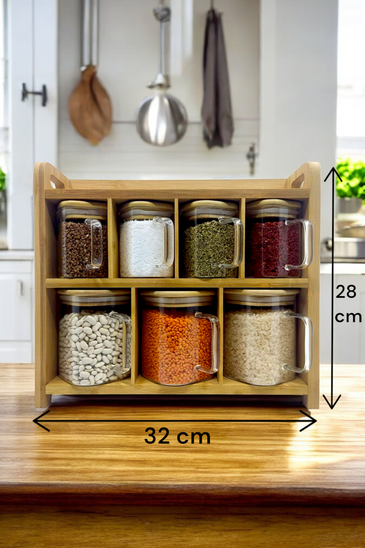 Kitchen Way Bambu Standlı 8 Parça Baharatlık Set KW-383