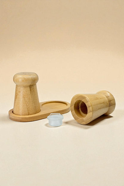 Bambu 2'li Klasik Tasarım Tuzluk Biberlik Standlı KW-937