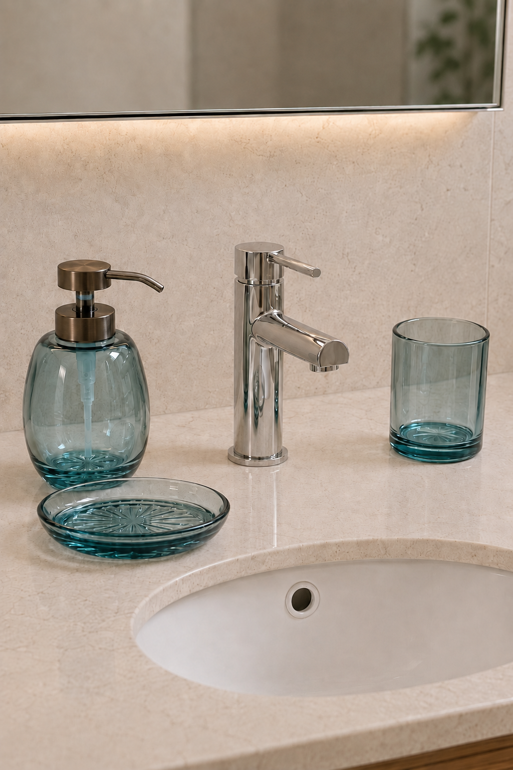 Yuvarlak 3 Parça Cam Banyo Takımı SHN-2152