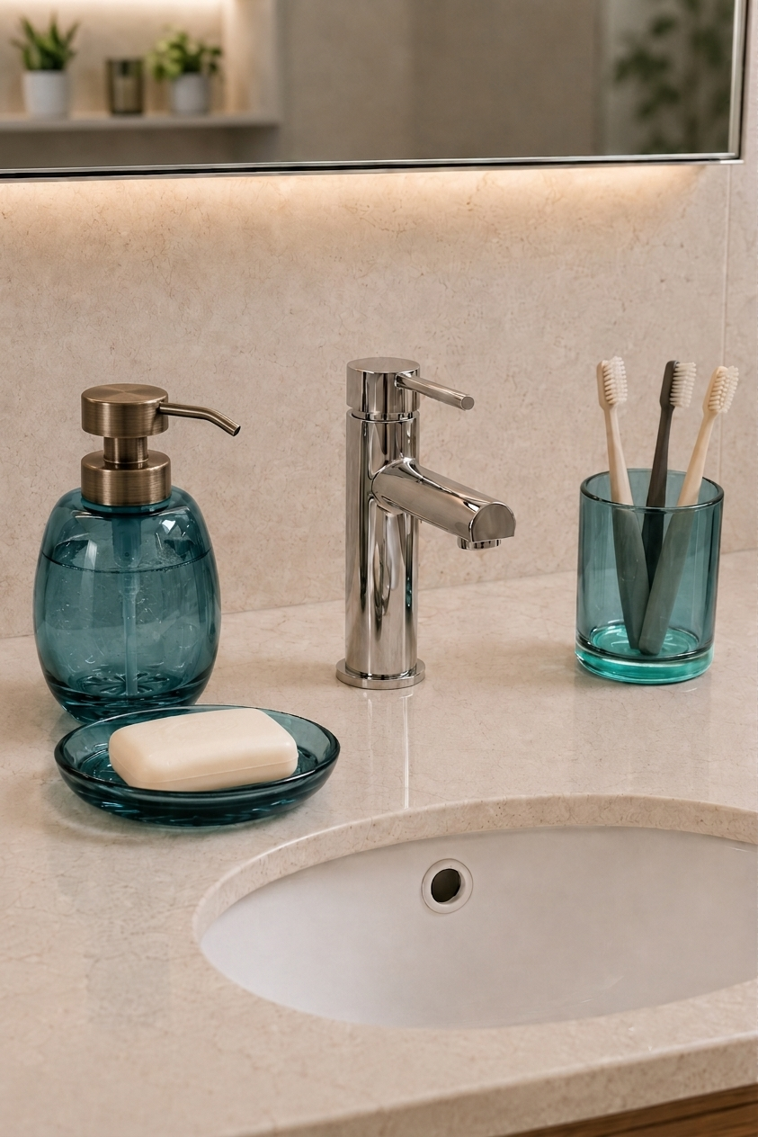 Yuvarlak 3 Parça Cam Banyo Takımı SHN-2152