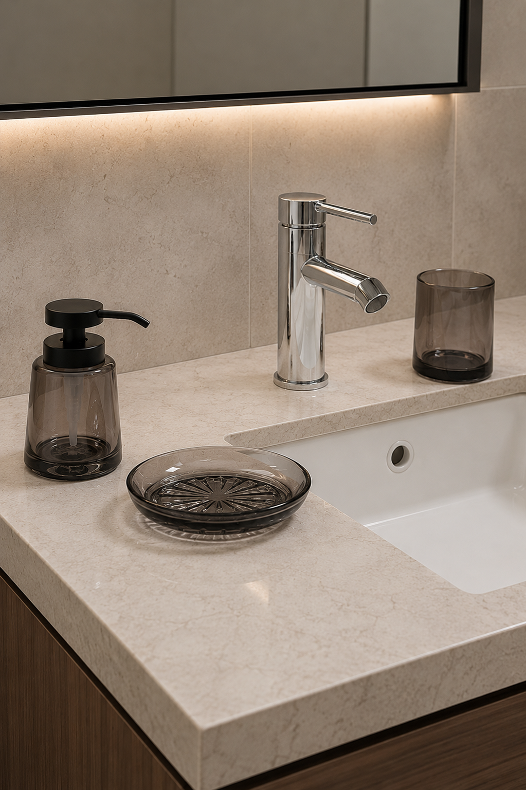 Yuvarlak 3 Parça Cam Banyo Takımı SHN-2153