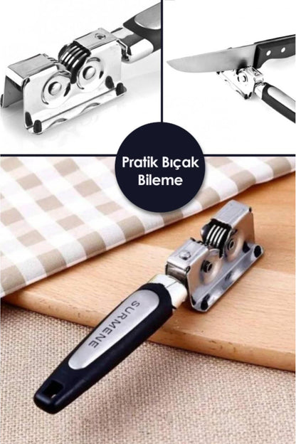 Sürmene Paslanmaz Çelik Bıçak Bileyici Kaymaz Tabanlı Manuel Pratik Bıçak Keskinleştirici KW-1138