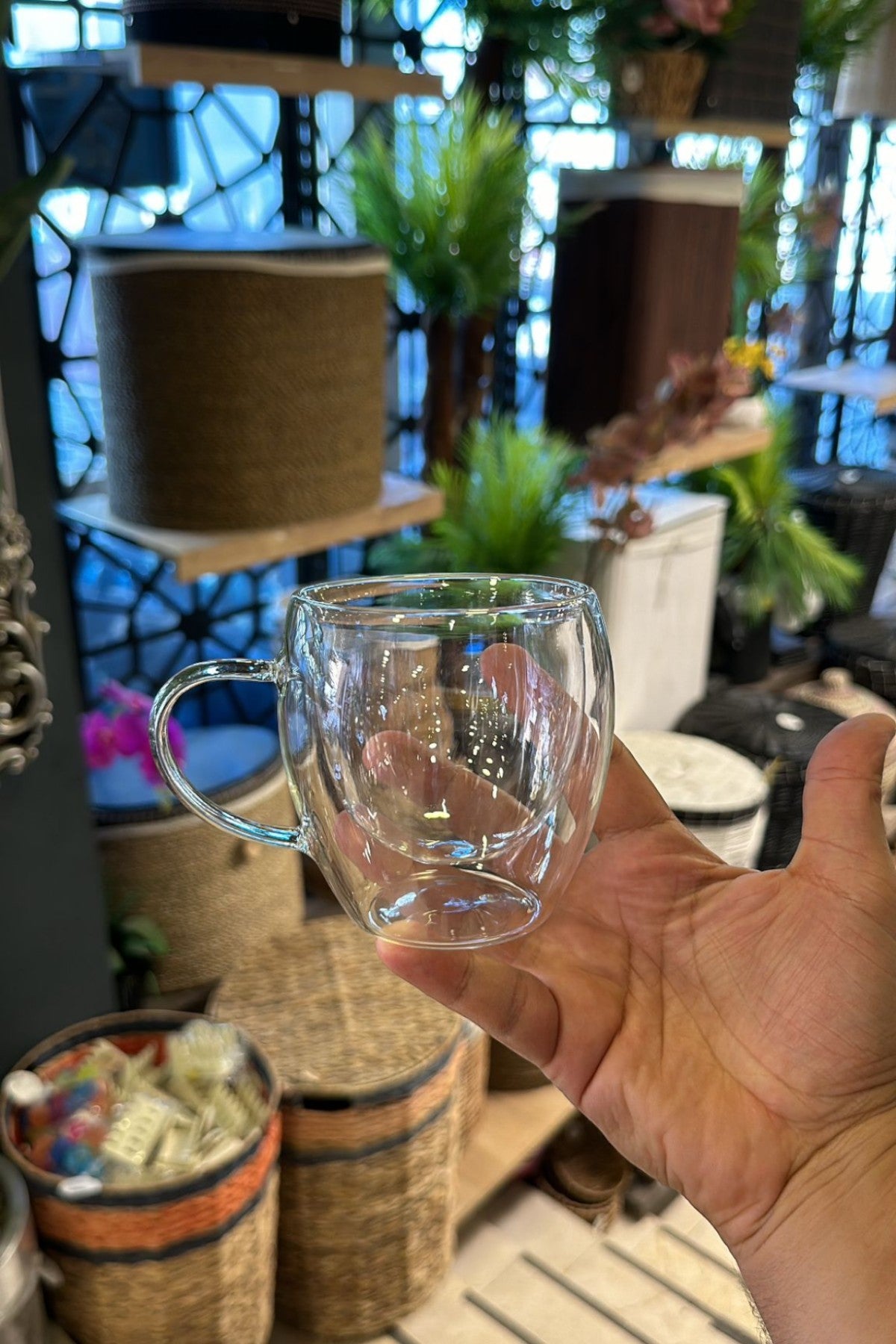 Kulplu Çift Cidarlı 150ML Borosilikat Cam Bardak KW-075