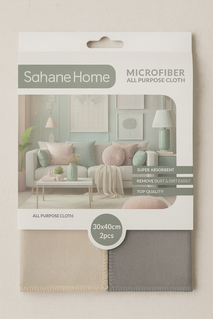 2'li Mikrofiber Temizlik Bezi Yüksek Emiş Gücü İz Bırakmayan Çok Amaçlı SHN-1302