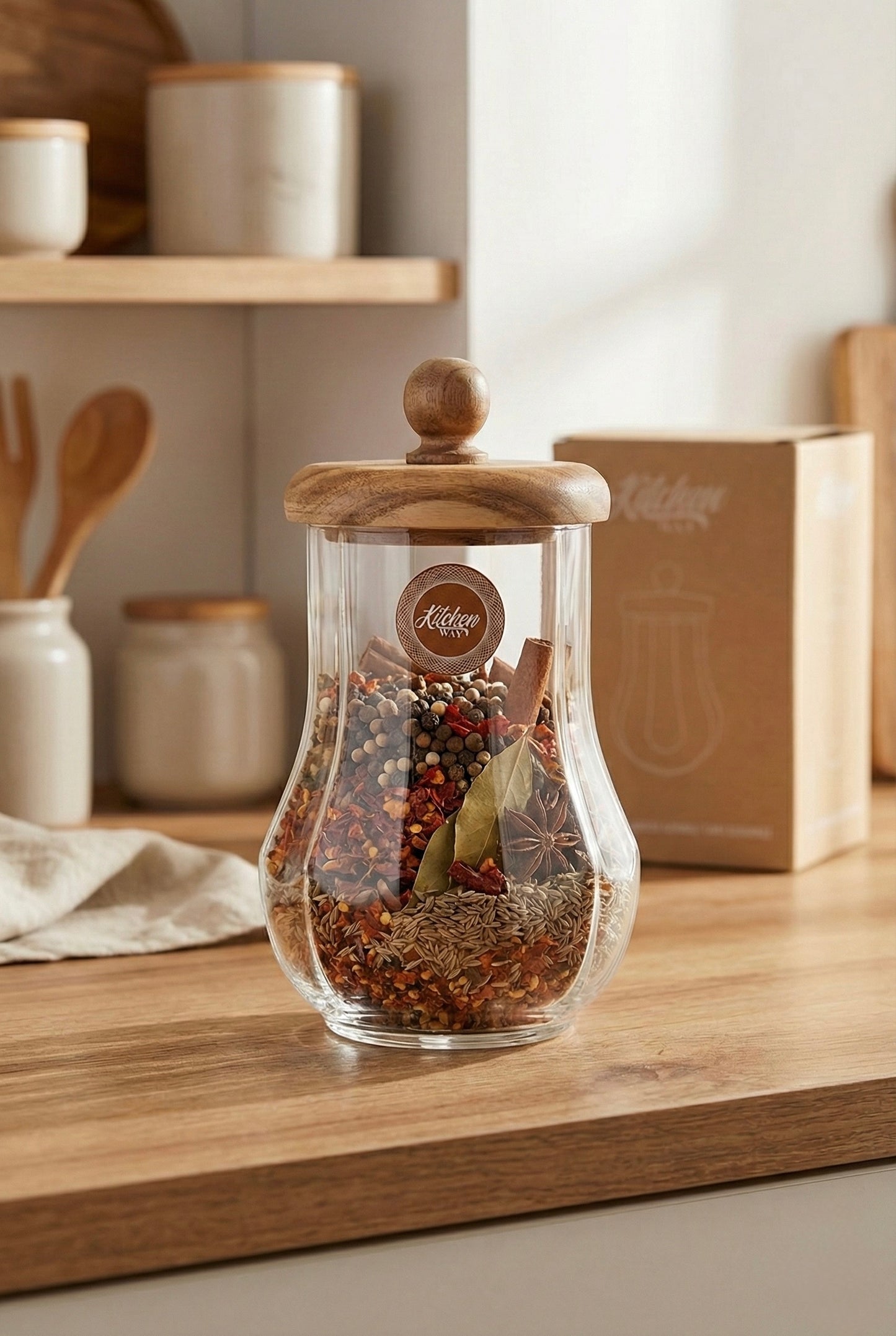 Akasya Conta Kapaklı 3'lü Cam Kavanoz Seti Saklama Kavanozu Mutfak Düzenleyici 750ML KW-1168