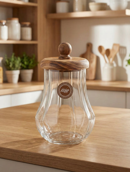 Akasya Kapaklı Cam Kavanoz 950ML Contalı Saklama Kavanozu KW-1169