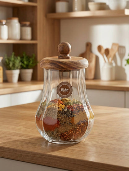 Akasya Kapaklı Cam Kavanoz 950ML Contalı Saklama Kavanozu KW-1169