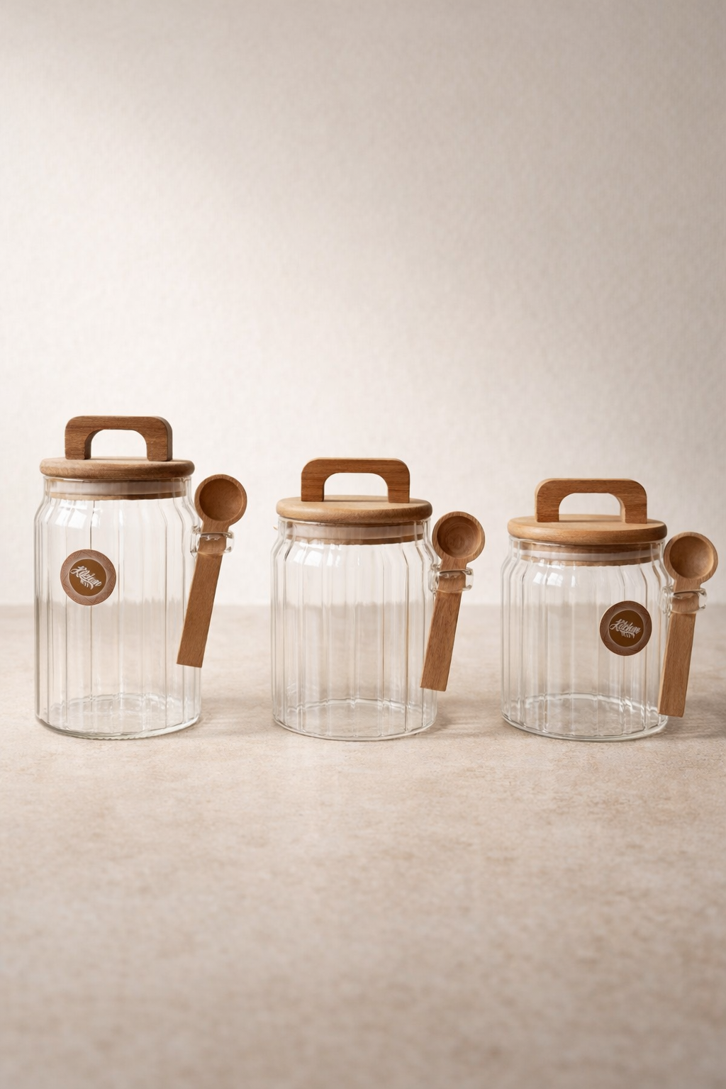 Akasya Kaşıklı Conta Kapaklı Kavanoz Set Baharatlık KW-1170 Series