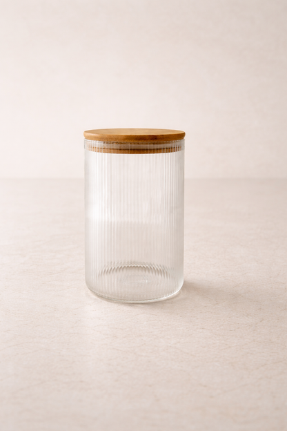 Kitchen Way Bambu Kapaklı Kaşıklı 300ML Contalı Yuvarlak Kavanoz KW-372E