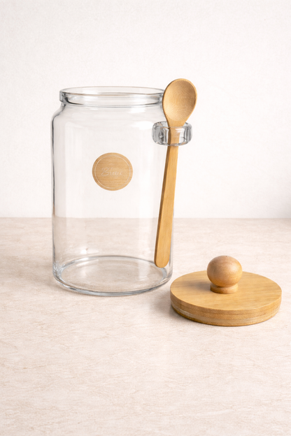 Bambu Kaşıklı Conta Kapaklı 6'lı Kavanoz Baharatlık Seti 750ML KW-740