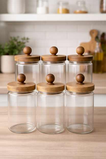 Akasya Conta Kapaklı 6'lı Borosilikat 600ml Kavanoz Seti KW-743