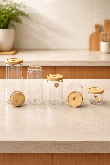 Bambu Conta Kapaklı Kavanoz Set Baharatlık KW-780-790 Series